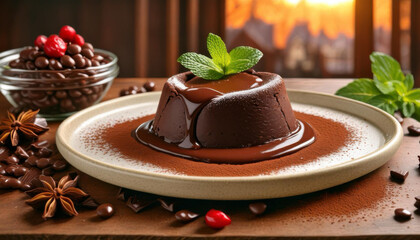 Wall Mural - chocolate cake on a plate