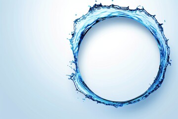 Poster - Dynamic water splash forming a circular shape, showcasing the purity, motion, and refreshing energy of clear blue water in an abstract form, Generative AI