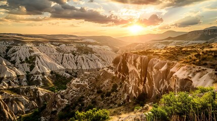 Wall Mural - canyon view in summer Colorful canyon landscape at sunset nature scenery in the canyon amazing nature background summer landscape in nature Tasyaran canyon travel in the great valley T : Generative AI