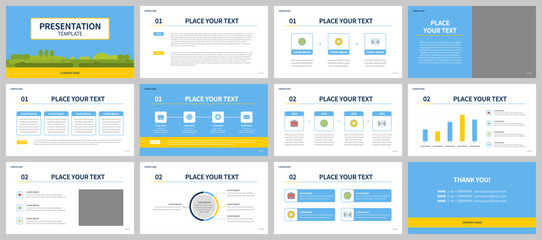 Wall Mural - modern presentation slide templates. infographic elements template set for web, print, annual report