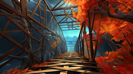 Wall Mural - Web of virtual pathways