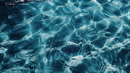 Poster - Transparent dark blue clear water surface texture with ripples and splashes Abstract summer banner background Water waves in sunlight with copy space Cosmetic moisturizer micellar tone : Generative AI
