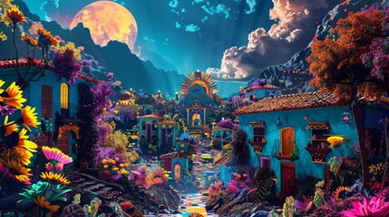 Dreamlike celebration of Hispanic Heritage with surrealistic elements background