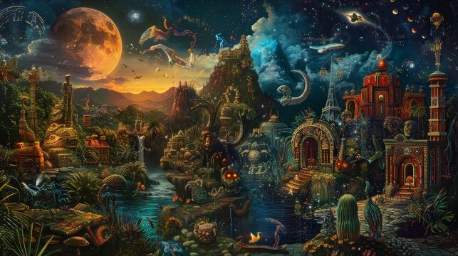 captivating composition of hispanic folklore in surreal dreamscape background