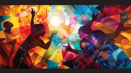 Wall Mural - Spirit of Hispanic communities in vibrant abstract representation background