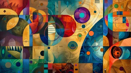 Wall Mural - Celebration of Hispanic Heritage with shapes and colors in abstract background
