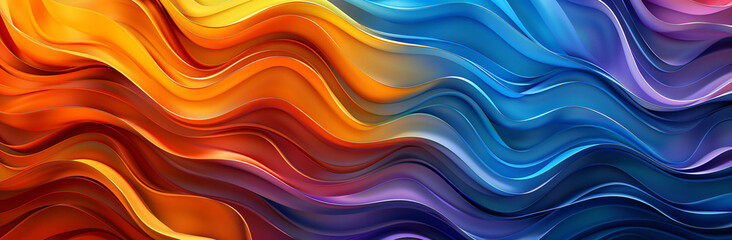 Poster - Abstract background with colorful waves, wavy lines and curves in blue, red, orange, and yellow green colors.