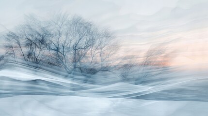 Sticker - Peaceful stillness of snowy dawn captured in abstract form background