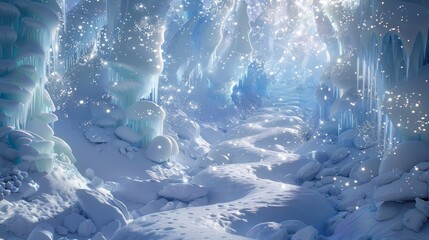 Wall Mural - Magical atmosphere with shimmering auroras and ice background