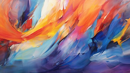 Wall Mural - Colorful brushstrokes in abstract rhythm