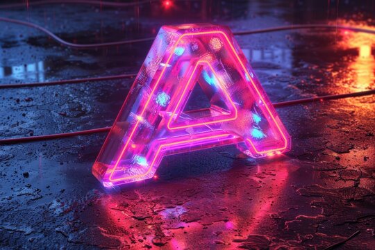 A neon-themed illustration of the letter A with glowing effects and vibrant colors great for futuristic and dynamic projects.