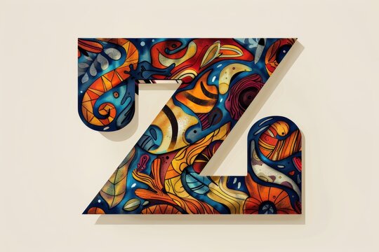 A playful illustration of the letter Z with each stroke forming a unique pattern or design. This illustration is perfect for projects that need a fun and lighthearted touch.
