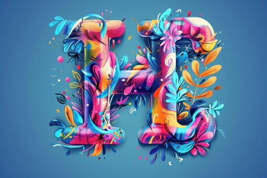 A whimsical illustration of the letter H with playful doodles and bright colors perfect for adding a fun and cheerful vibe to any project.