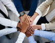 © peopleimages.com - Crowd, business people and hands stack for solidarity, collaboration or diversity in workplace community. Group, above circle and teamwork at company office for staff commitment, together for support