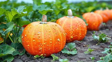 Wall Mural - pumpkin on the grass