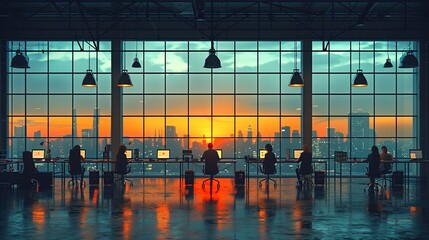 Sticker - sunset at the airport