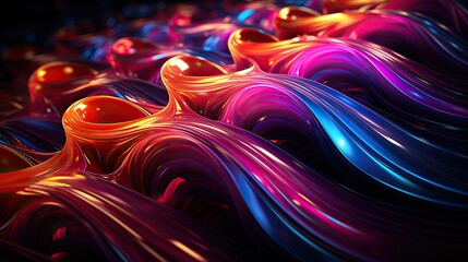 Wall Mural - Vibrant neon lights pulsating in abstract patterns