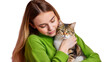 © Mari - A serene portrait of a young woman cuddling with a cat, highlighting the peaceful and loving connection between them.
