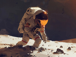 an astronaut walking on the moon