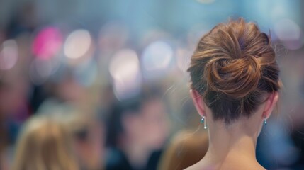 Poster - The audience at the fashion show blend together in a hazy blur of designer clothing and stylish hairstyles.