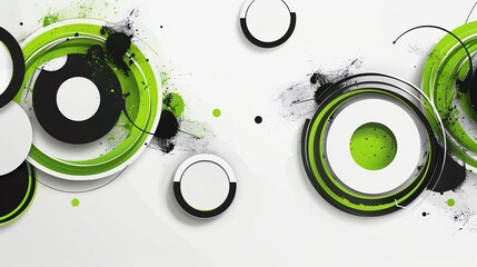 Wall Mural - Minimalist website background with circle design in green and black