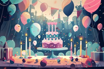 Sticker - illustration of a birthday cake