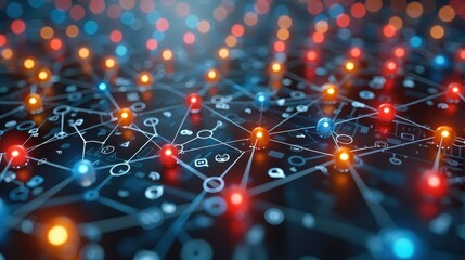 Leinwandbilder - A stylized depiction of social media logos forming a connected network. Generative AI.
