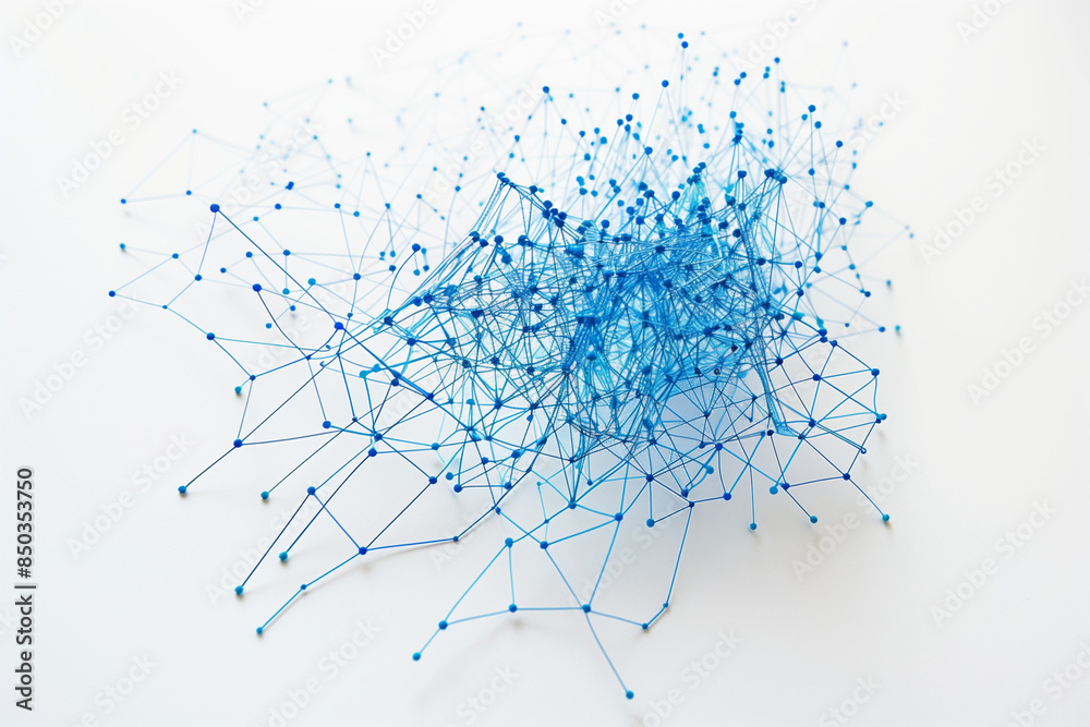 blue dots and lines representing data points and data science Stock ...