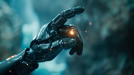 Aufkleber - A robot hand pointing to a glowing object