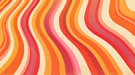 Wall Mural - Orange and Coral retro groovy background presentation design