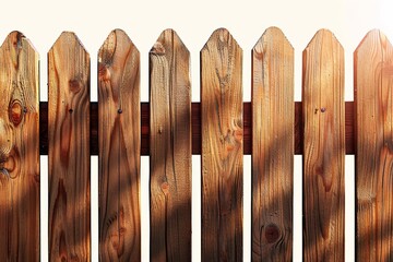 Rustic wooden fence with sunlight and shadows, creating a classic and natural outdoor barrier in a garden setting, Generative AI