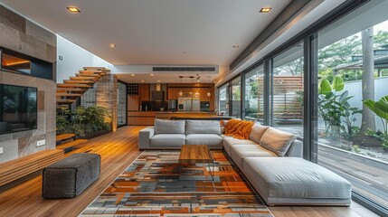 Poster - Renovated old house home design, home setting, modern style. Generative AI.