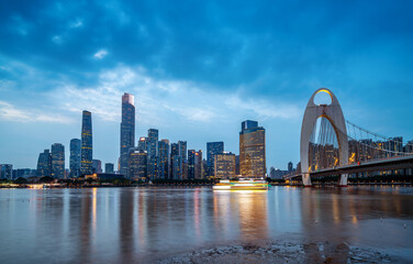 Wall Mural - Modern urban night view, Pearl River New City, Guangzhou, China