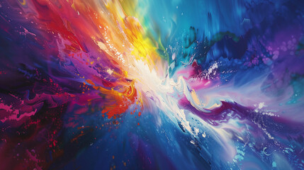 Wall Mural - Abstract painting, where cool, multi-colored light is the main character, emanating peace and mystery.