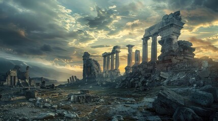 Wall Mural - Crumbling monuments, the last witnesses to the pride and fall of civilizations