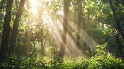 Poster - Beautiful sunlight in the forest : Generative AI