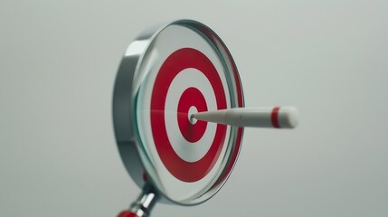 Aufkleber - Target board inside of magnifier glass for focus business objective on white background and copy space : Generative AI