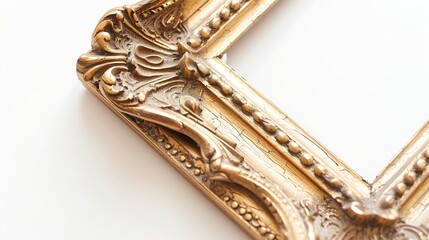Aufkleber - Wooden gilded vintage picture frame on white background isolated : Generative AI