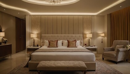 Wall Mural - 3d rendering beautiful luxury bed room