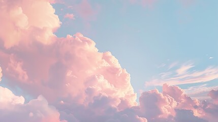 Aufkleber - Light pink clouds in sunset blue sky Pastel colors of clouds sunrise sundown natural background : Generative AI
