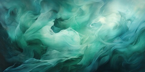 Wall Mural - Emerald background with smoky clouds