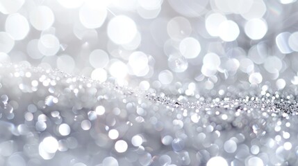 Poster - Abstract background with blurred white and silver hues and bokeh lights for Christmas backdrop