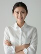 © imlane - a photograph of a polite smiling white-collar young Chinese women, super realistic, minimalism, clean background