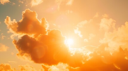 Poster - Bright orange sky and light of the sun : Generative AI
