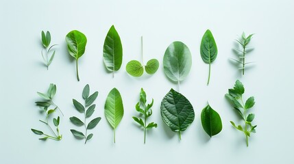 Aufkleber - Creative layout made of green leaves Flat lay Nature concept : Generative AI