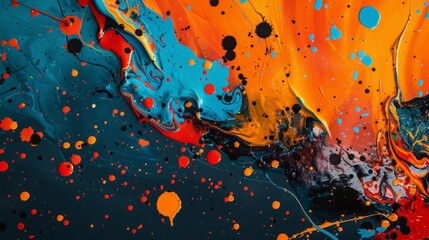 Wall Mural - Bold paint splatters with contrasting colors artistic 