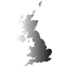 Canvas Print - United Kingdom map with a hatched pattern