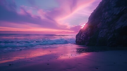 Canvas Print - Colorful sunset over ocean in Pismo Beach California : Generative AI