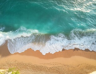 Wall Mural - from above, surf and shore, tropical waters edge, holiday and vacation concept