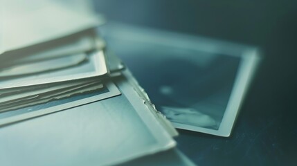 Aufkleber - Stack of Blank vintage photos : Generative AI